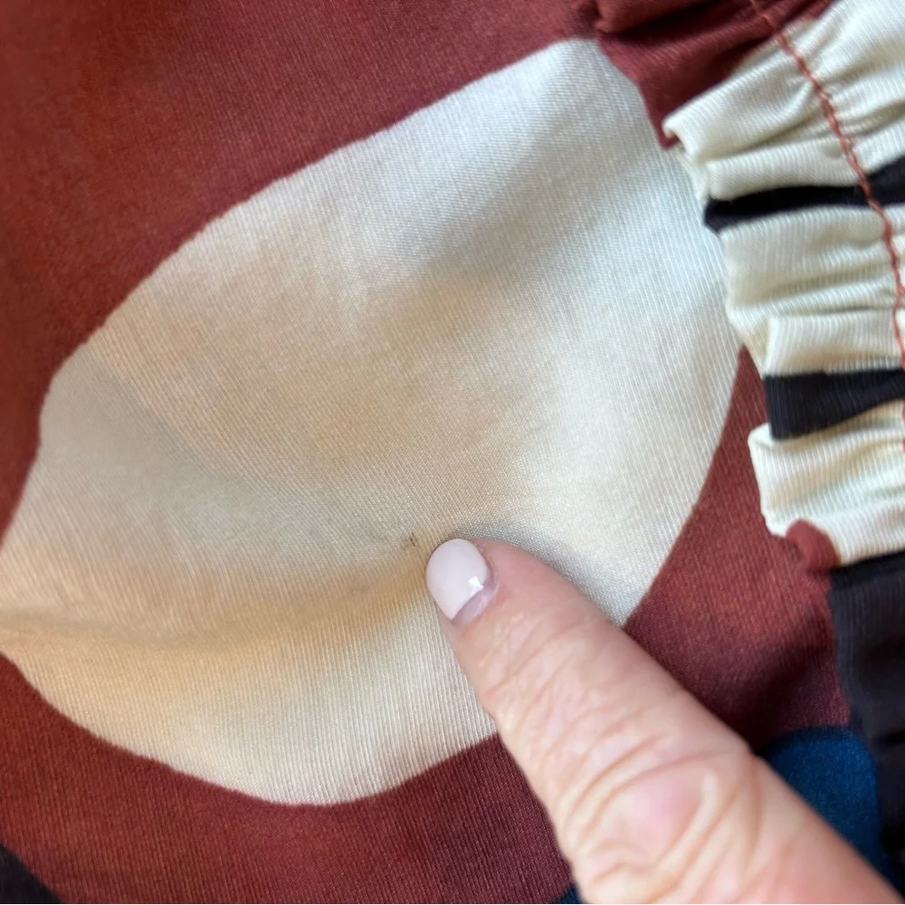 Eva Franco Ulani Tiered Mini Dress in Shasta. 6. Bold. Art to wear. V neck. USA - Picture 12 of 16